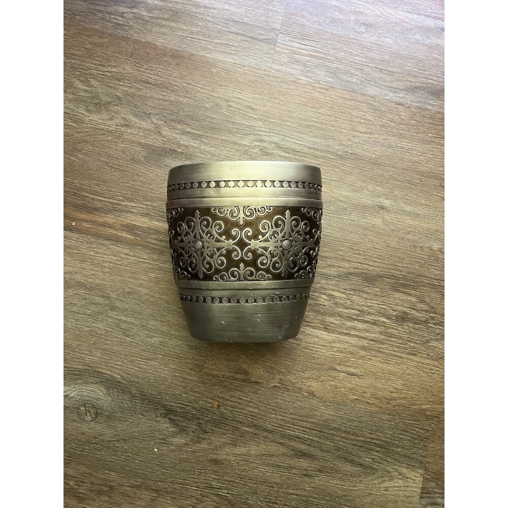 Raymond Waites Gray Silver Trashcan damask embossed resin planter